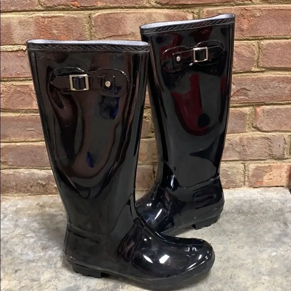 Bamboo Padinton Black Tall Rain Boot NEW